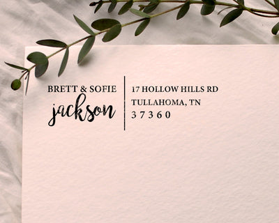 Return Address Stamps customized for brett & sofie jackson