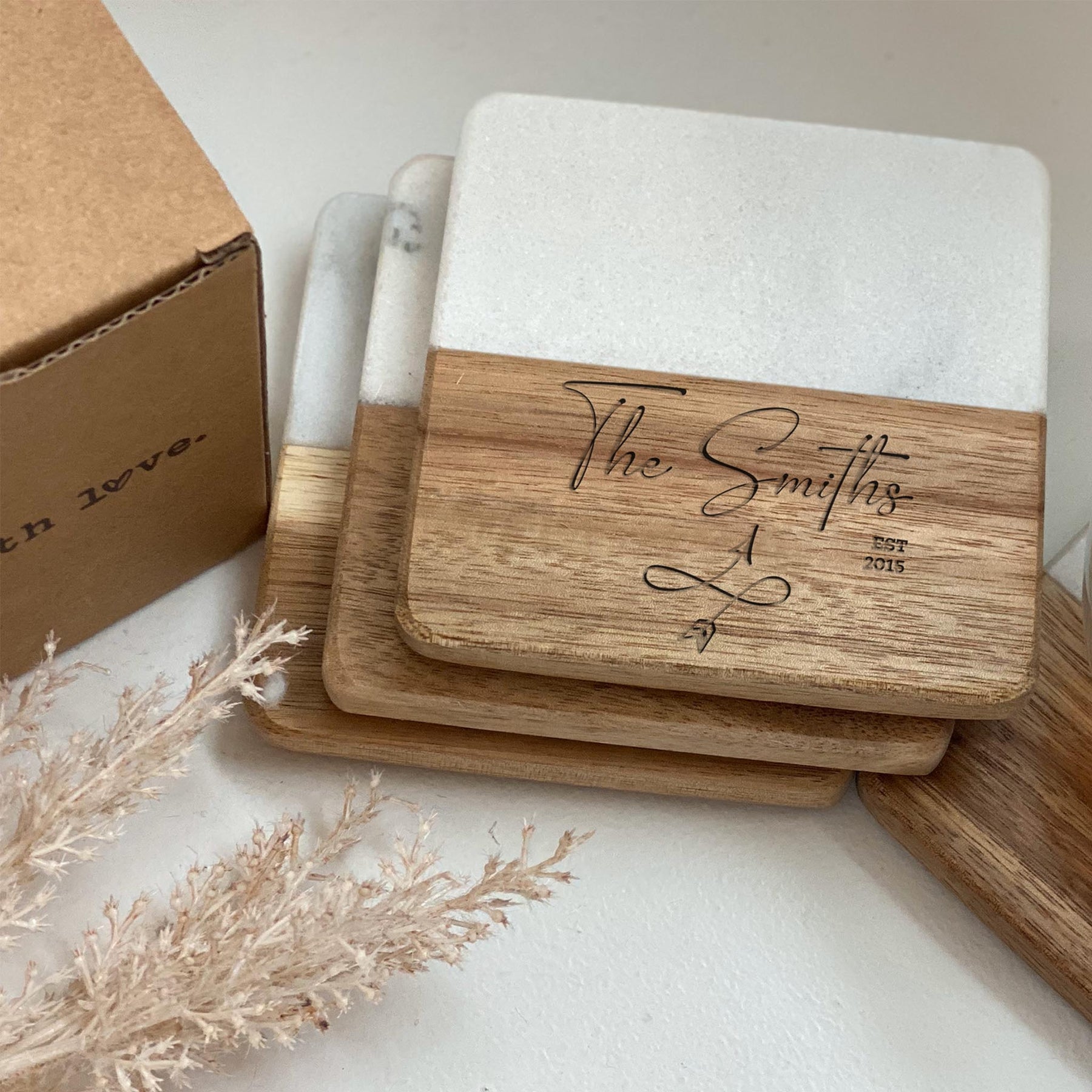 Custom Marble and Wood Coasters