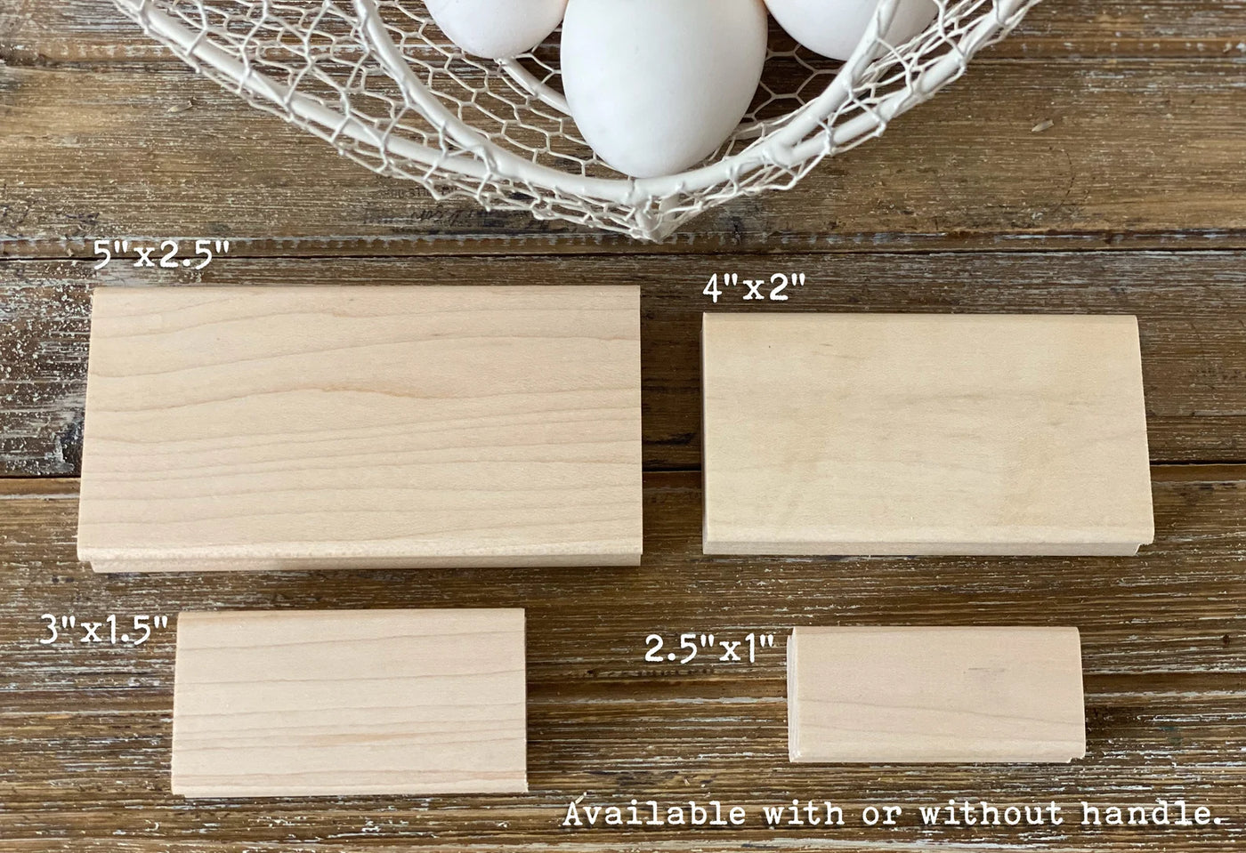 Blank wooden stamp blocks in assorted sizes for custom crafting