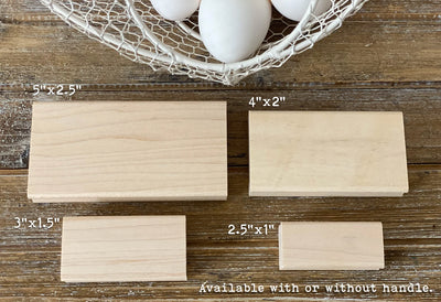 Blank wooden stamp blocks in assorted sizes for custom crafting