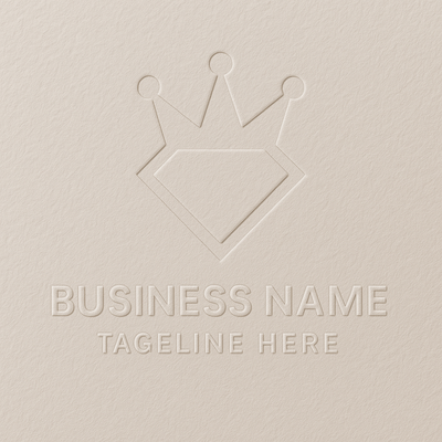 Embossed custom logo stamp with crown and diamond design for business branding