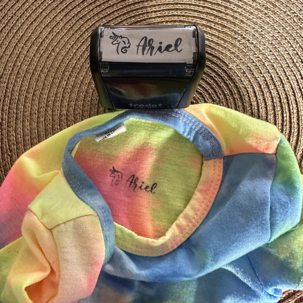 simple logo stamp on fabric