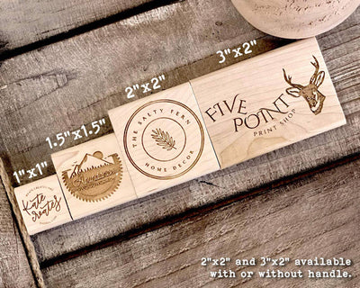 4 differently sized laser engraved wooden rubber stamps