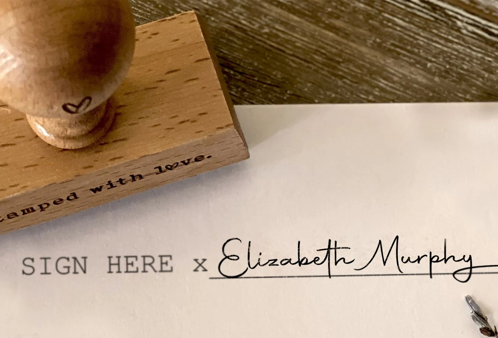 Wooden handle personalized signature stamp for signing documents