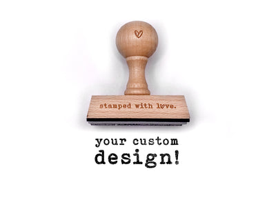 rectangular custom design rubber stamp with wooden handle