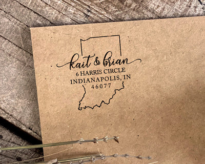 Indiana Round Return Address Stamp