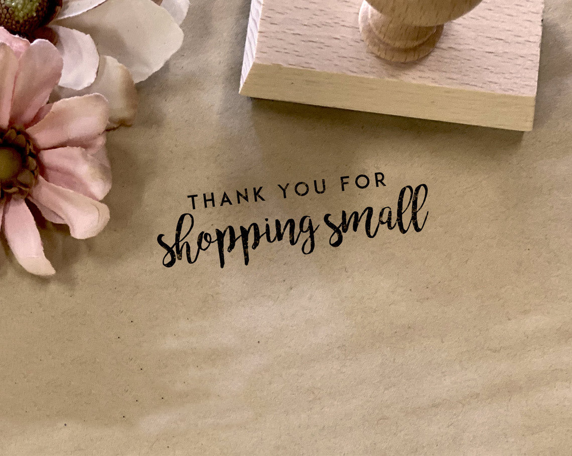 Custom 'Thank You for Shopping' stamp on business packaging