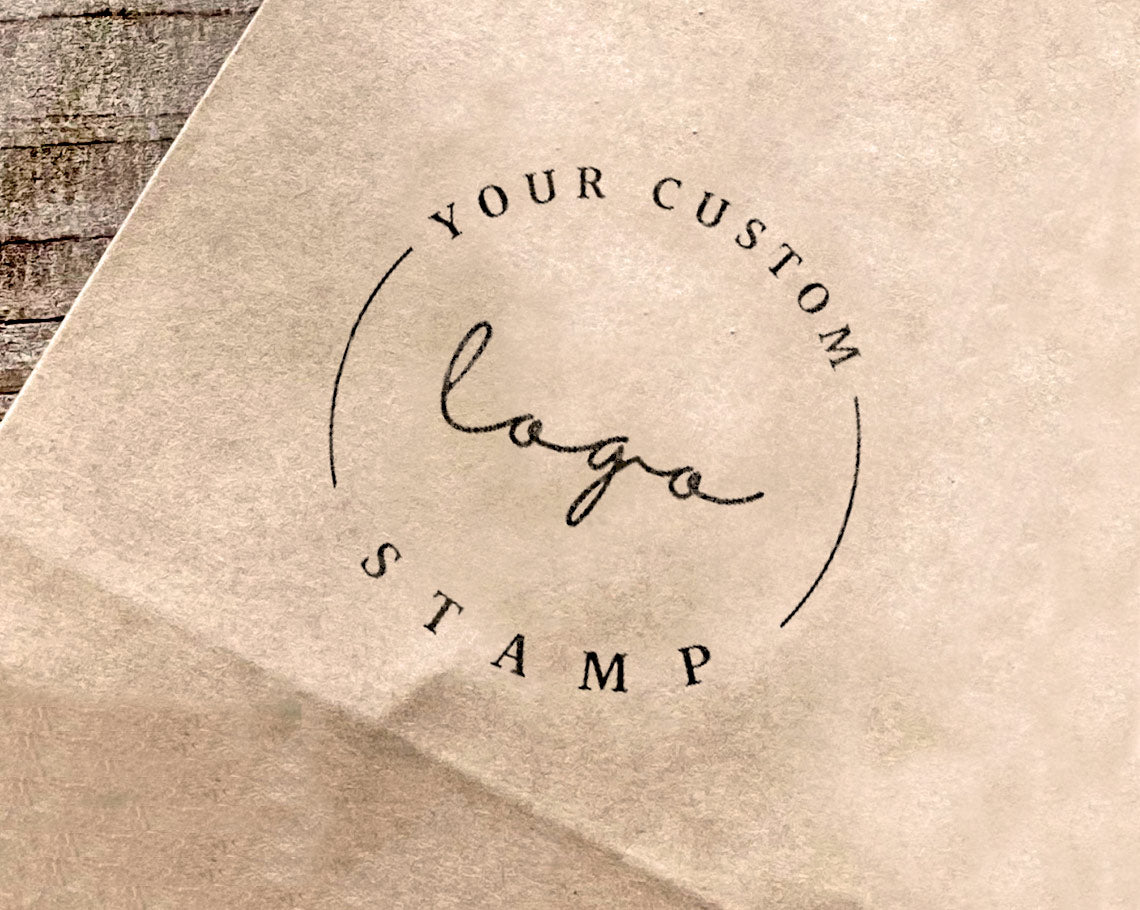 design template of logo stamp with the text Your Custom Logo Stamp arranged in circular arrangement