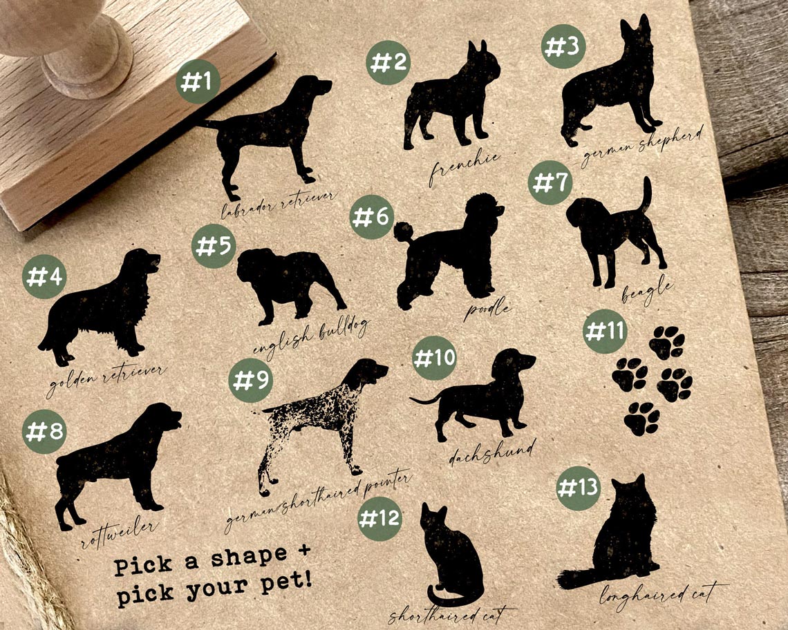 Rectangular Shorthaired Cat Return Address Stamp